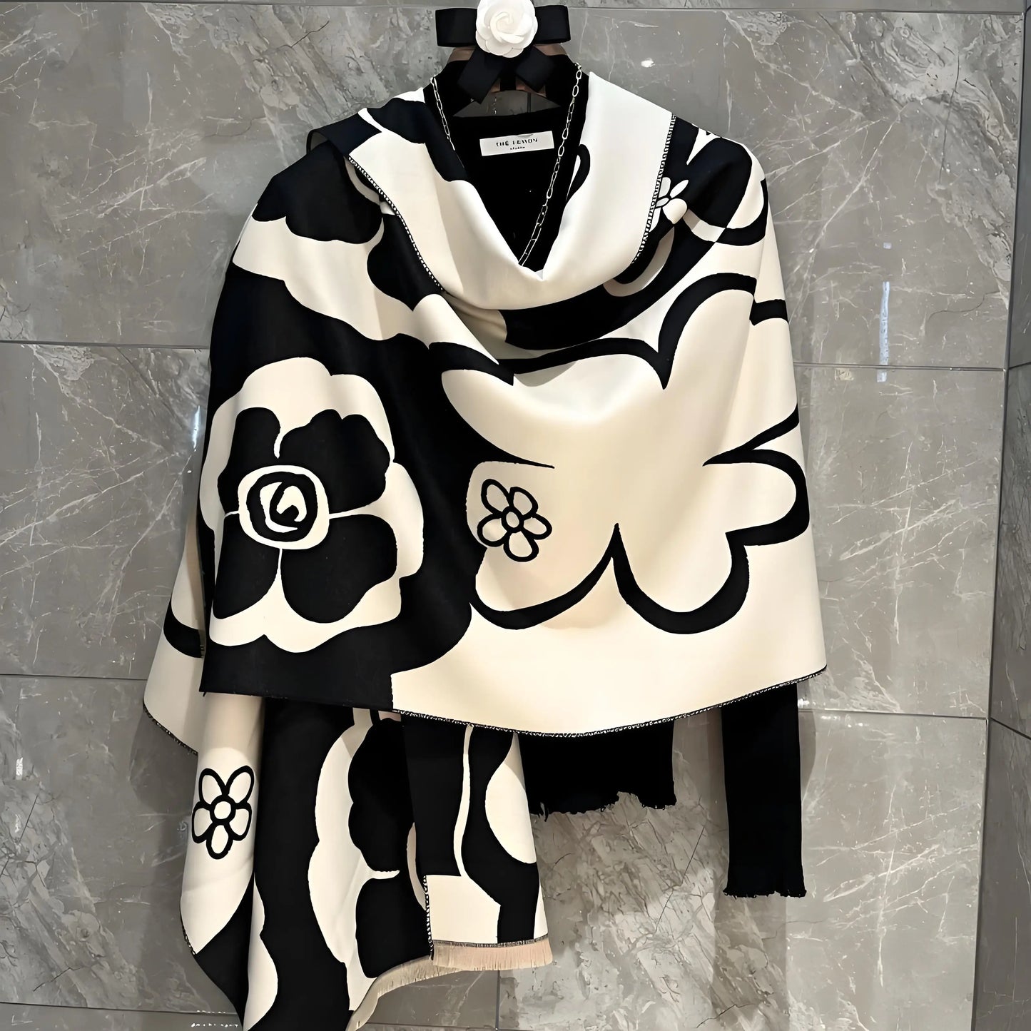 Luxury Women’s Shawl – Lightweight Black & White Scarf