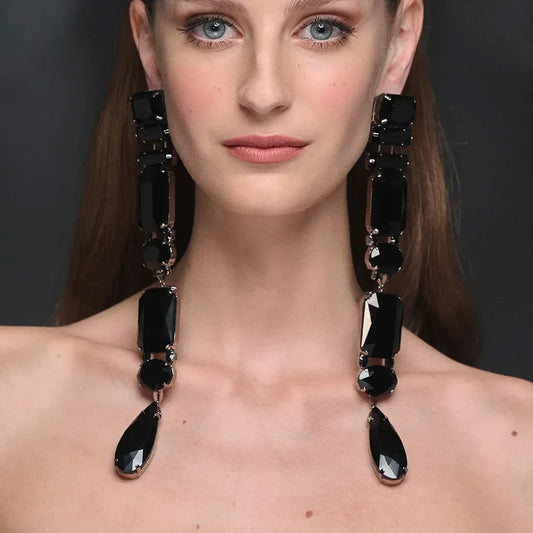 Stonefans Banquet Catwalk Black Crystal Earrings