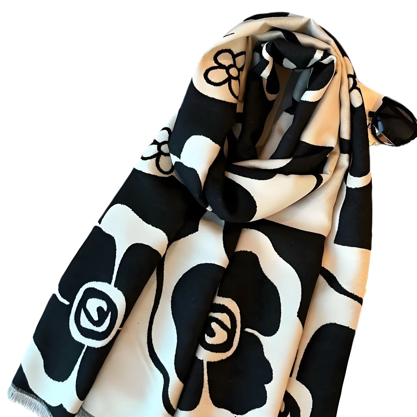 Luxury Women’s Shawl – Lightweight Black & White Scarf