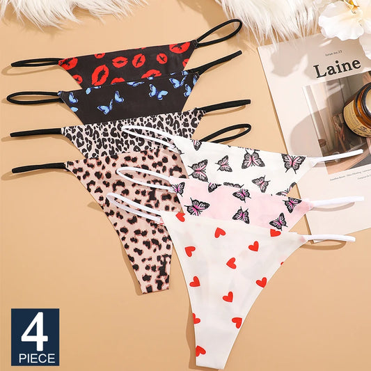 4PCS Seamless Thin-Strap, T-Back comfortable Thong