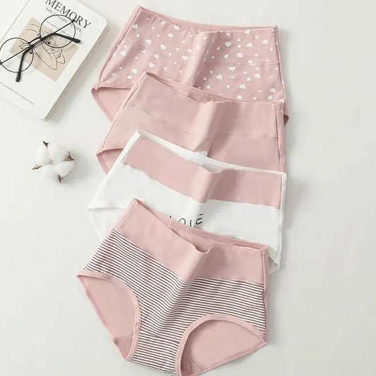 4Pcs High Waist Breathable Cotton Briefs  Panty
