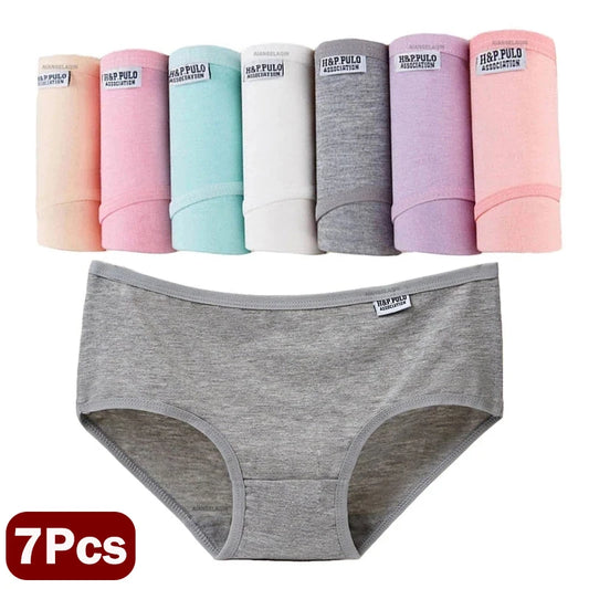 7Pcs/Lot Plus Size Solid Underwear M-4XL