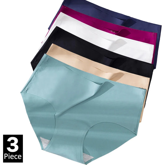 Breathable Sexy Ice Silk Solid Color Plus Size Panties