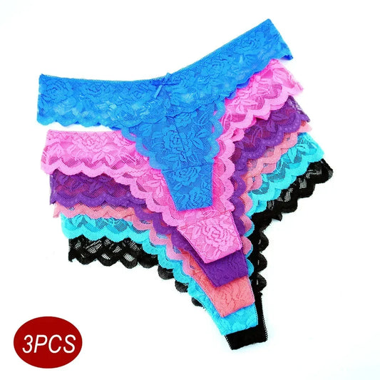 Sexy Low Waist Transparent G-string Lace Panties,